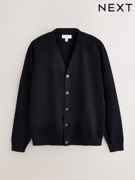 Navy Blue - Regular Knitted V-neck Cardigan