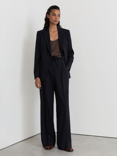 Әскери-теңіз күштері - Reiss Solene Wool-blend Drawstring Wide-leg Suit Trousers