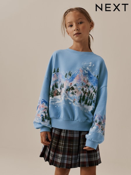 Blue Christmas Scene - Long Sleeve Sweatshirt (3-16yrs)