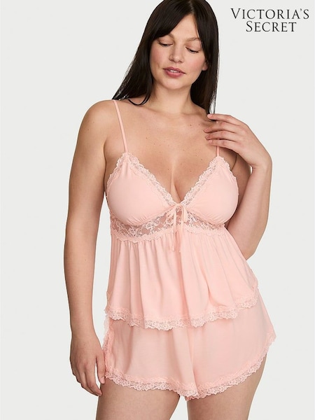 Purest Pink - Victoria's Secret Lace Trim Modal Cami Set