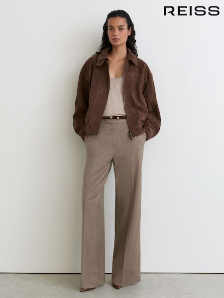 لون محايد - Reiss Adie Wool-blend Wide-leg Trousers