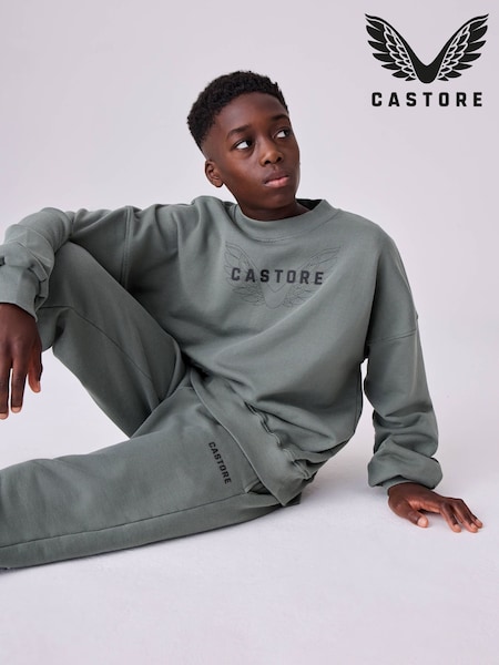 Khaki Green - Castore Oversized Sweat Top And Wide Leg Joggers Set