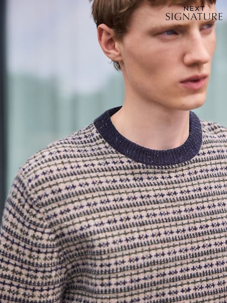 Бейтарап/Түнгі көк - Regular Signature Lambswool Jumper