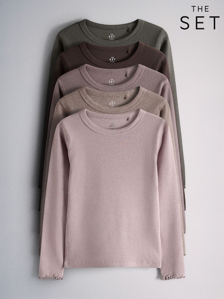 Rose/Violet/MARRON CHOCOLAT - The Set 5 Pack Rib Jersey T-shirts