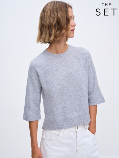 Blue/Grey Marl - Orchid Ice/Pink - The Set 3 Pack Crew Neck Knitted T-shirts