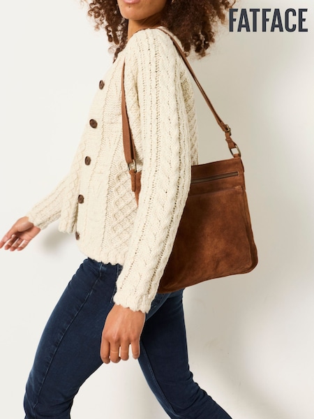 Chestnut Brown - Fatface Allie Suede Crossbody Bag