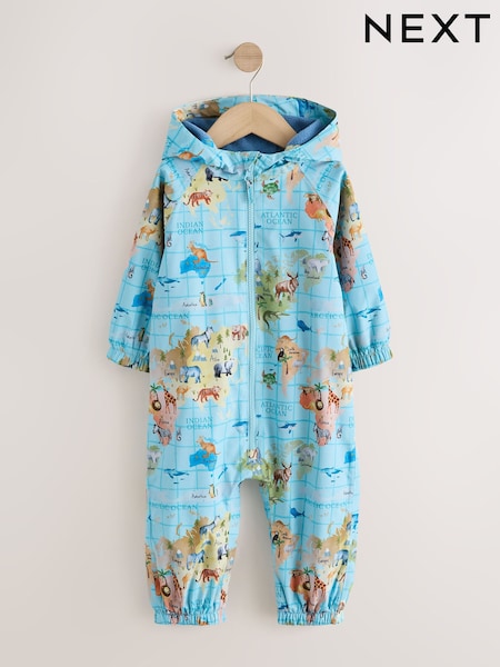 Map Print - Waterproof Fleece Lined Puddlesuit (3mths-7yrs)