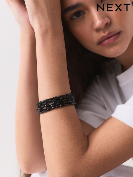 Black - Sparkle Stretch Bracelets 5 Pack