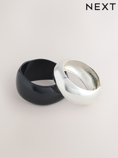 Silver Tone/Resin - Bangles 2 Pack