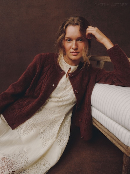 Chestnut Brown - Laura Ashley Cable Knit Cardigan