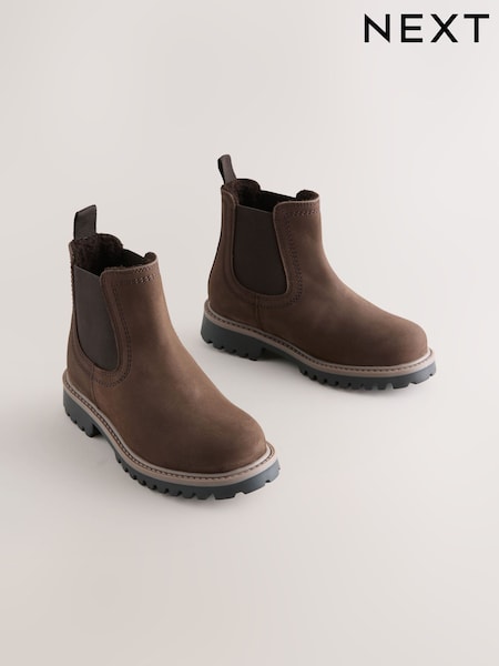 Brown - Borg Lined Chelsea Boots