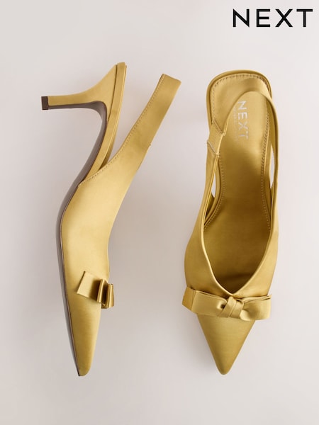 Olive Green - Forever Comfort® Satin Bow Slingback Heels