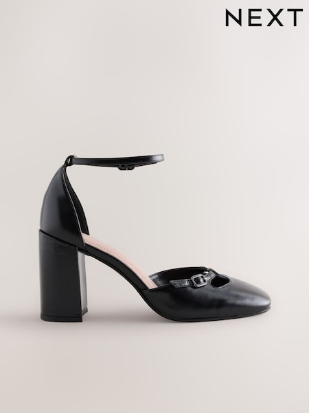 Black - Forever Comfort® Leather Two Part Heels