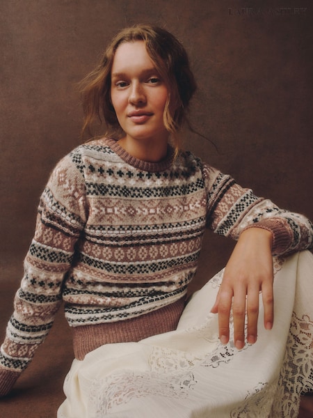 Braun - Laura Ashley Fairisle-Pullover mit Norwegermuster und Rundhalsausschnitt