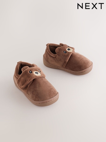 Brown Bear - Touch Fastening Cupsole Slippers