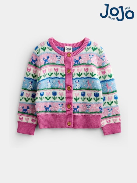 Pink Cats & Dogs - Jojo Maman Bébé Fairisle Cardigan