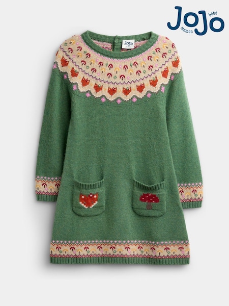 Green Fox & Toadstool - Jojo Maman Bébé Fairisle Knitted Dress