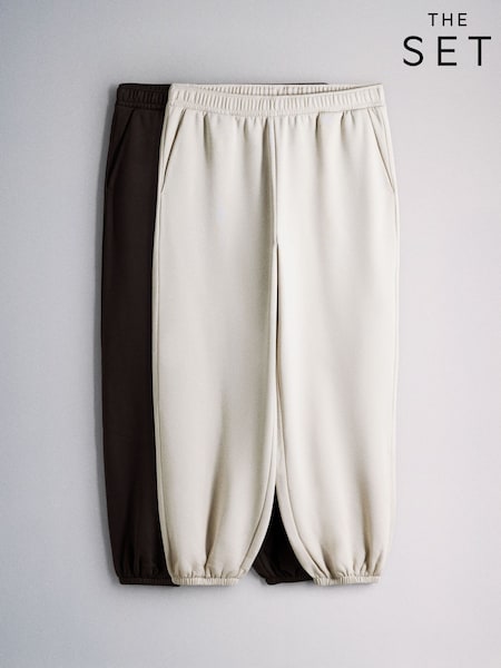 Brown/Cream - The Set 2 Pack Fold Over Waistband Joggers