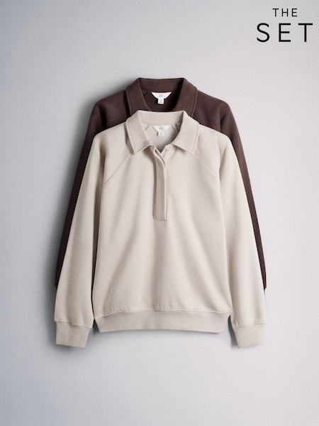 Brown/Cream - The Set 2 Pack Rugby Sweatshirts