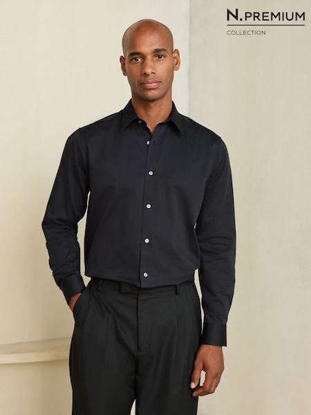 Black - Regular N. Premium Smart Long Sleeve Sateen Shirt