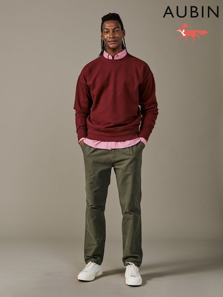 Red - Regular Aubin Red Brandon Crew Neck Sweat Jumper