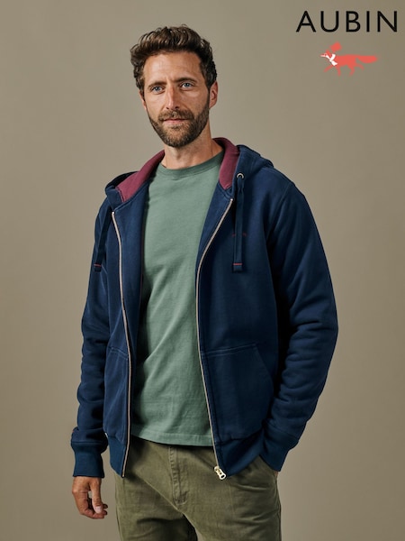Blue - Regular Aubin Blue Heslam Waffle Lined Hoodie