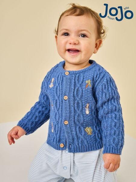 أزرق ـ Peter Rabbit™ - Jojo Maman Bébé Cable Knit Cardigan