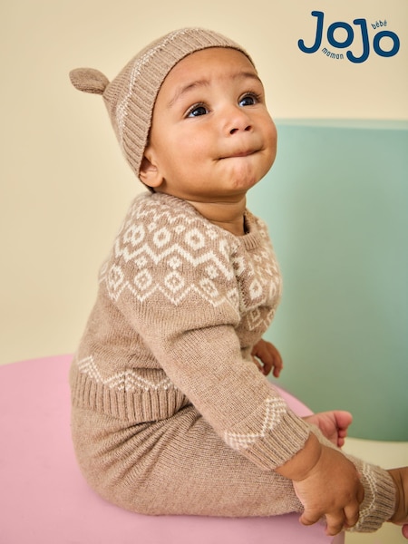 Коричневий фейрайл - Jojo Maman Bébé 3-piece Fairisle Knit Set