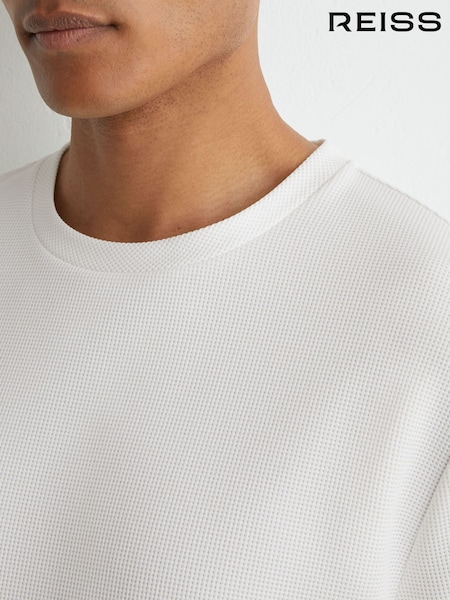 White - Regular Reiss Cole Textured Modern-fit Crew-neck T-shirt