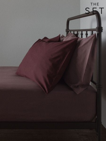 The Set 2 Pack Washed Cotton Fitted Sheet And Pillowcase Set