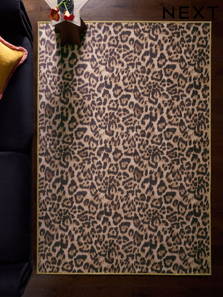 Washable Leopard Print Rug