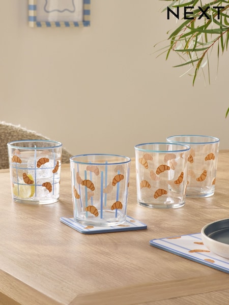 Set Of 4 Claude The Croissant Club Tumbler Glasses
