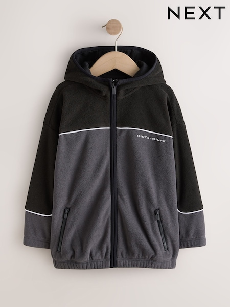Black - Zip Through Hooded Fleece (3-16yrs)
