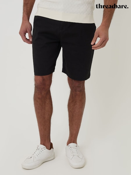 Black - Regular Threadbare Regular Fit Stretch 3 Pocket Chino Shorts