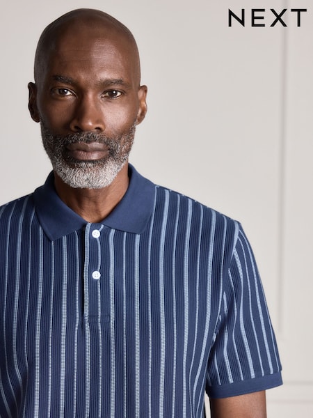 Blue - Regular N. Premium Vertical Stripe Supima Regular Fit Polo Shirt