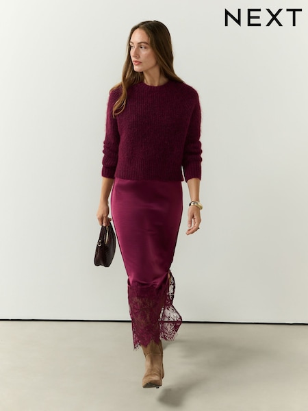 Ogu sarkans - 2 In 1 Jumper Lace Trim Dress