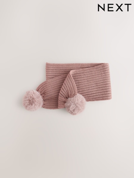 Mink Brown - Rib Pom Scarf (3-16yrs)