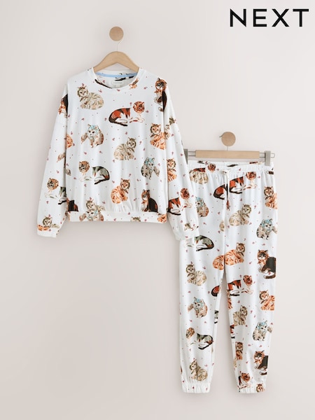 Cream Cats - Long Sleeve Pyjamas