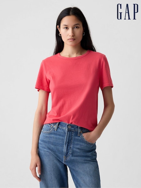 Gap Pink Cotton Short Sleeve Vintage Crew Neck T-Shirt (V78623) | €11.50