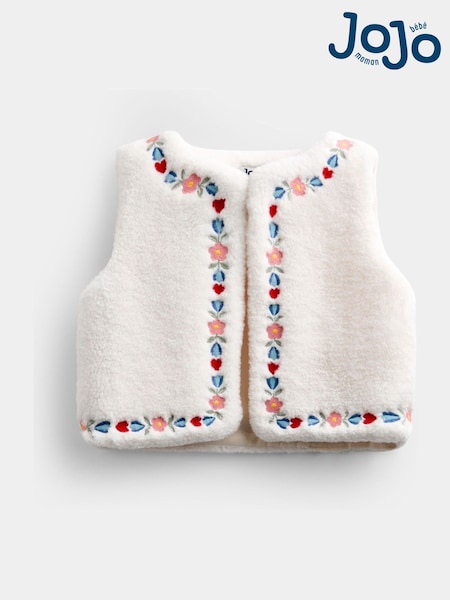 Ivory Flower - Jojo Maman Bébé Embroidered Fleece Gilet