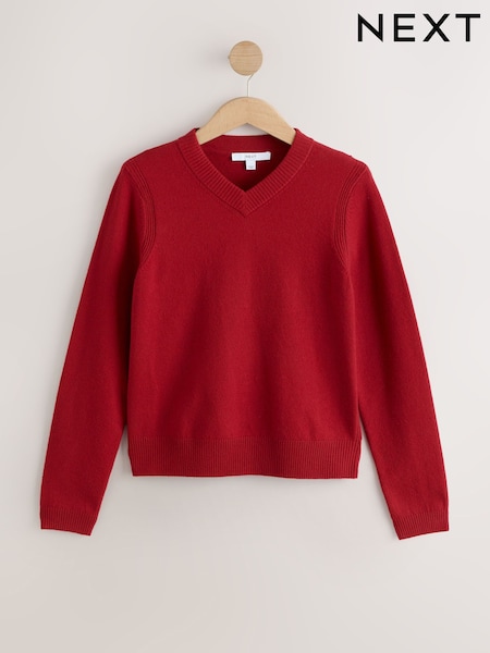 红色 - Supersoft V-neck Long Sleeve Jumper