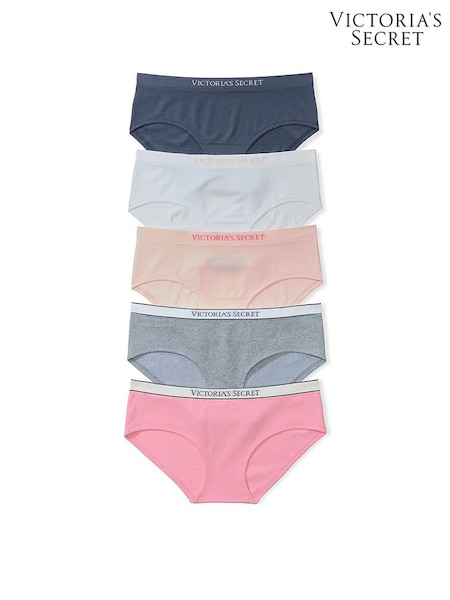 Blue/White/Pink/Grey - Victoria's Secret 5 Pack Knickers