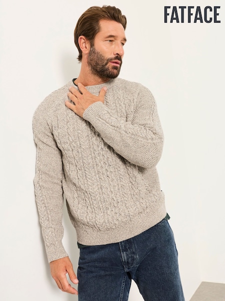 رمادي - Regular Fatface Penton Knitted Cable Crew Jumper