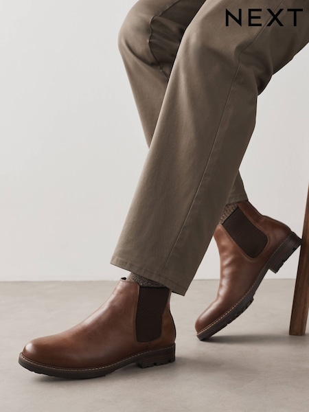 Marron fauve - Regular Leather Chelsea Boots