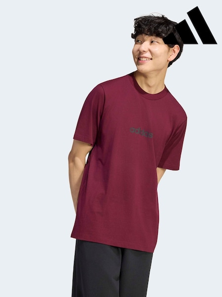 Burgundy - Regular Adidas Essentials Linear Single Jersey T-shirt