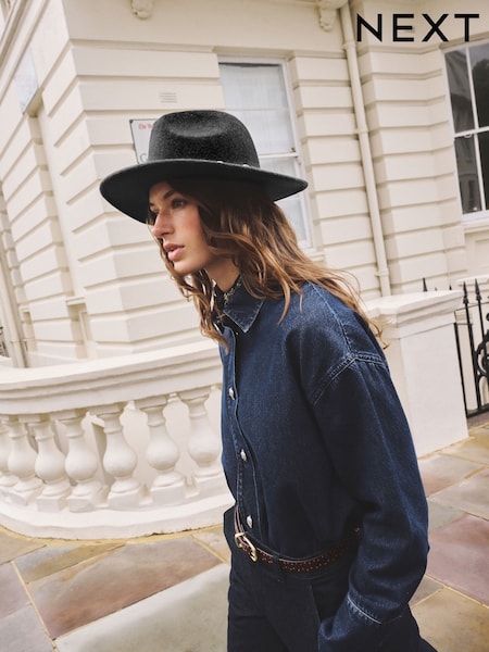 Zwart - Fedora Snaffle Hoed