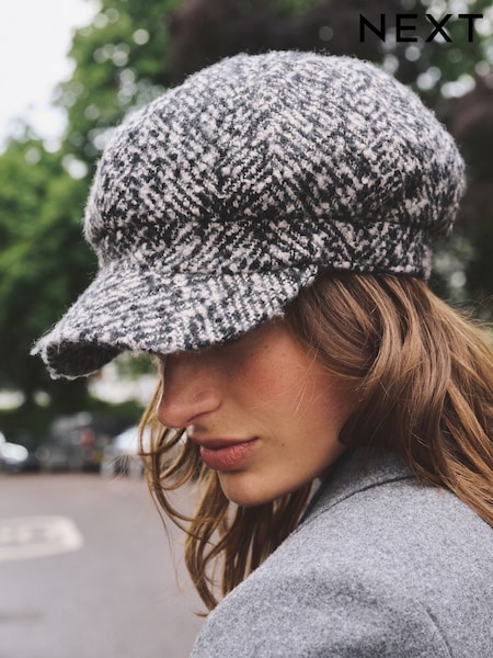 Monochrome Herringbone - Baker Boy Cap