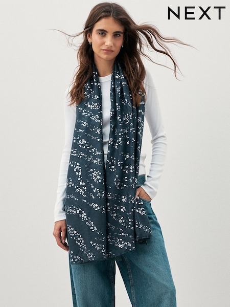 Navy/Grey Leopard Foil - Lightweight Scarf