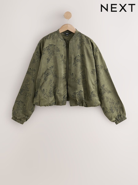 Khaki Green Floral - Bomber Jacket