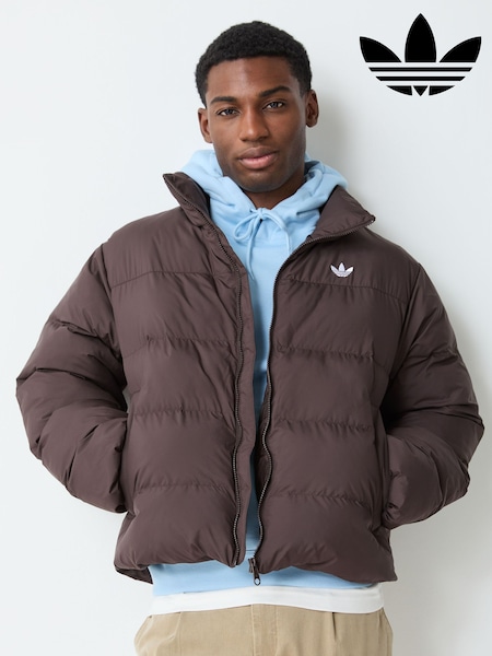 Brown - Regular Adidas Originals Stand Collar Regen Jacket